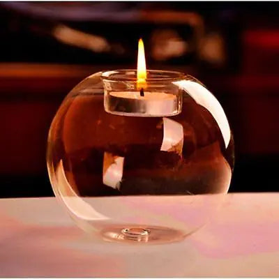 European Crystal Glass Candle Holder | Round Hollow Tealight Stand