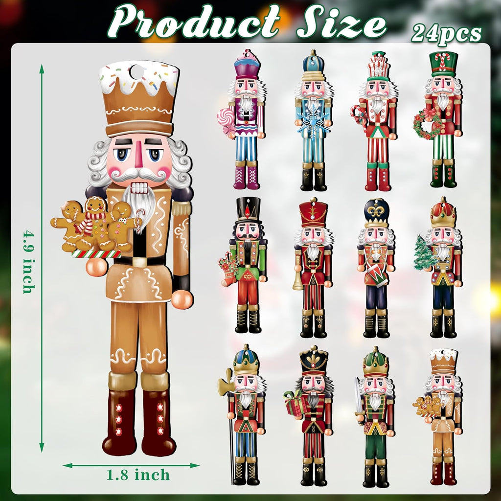 12PCS Wooden Nutcracker Decorative Set – Christmas Ornaments for Home Decor, Parties & Holiday Gifts