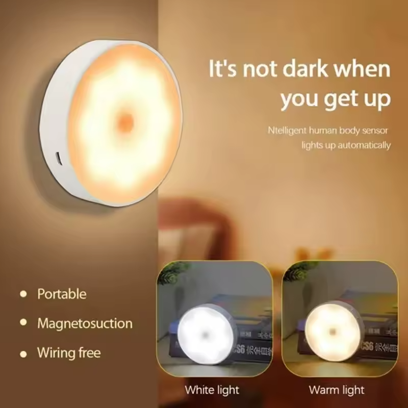 USB Rechargeable Motion Sensor LED Night Light – Wireless Lamp