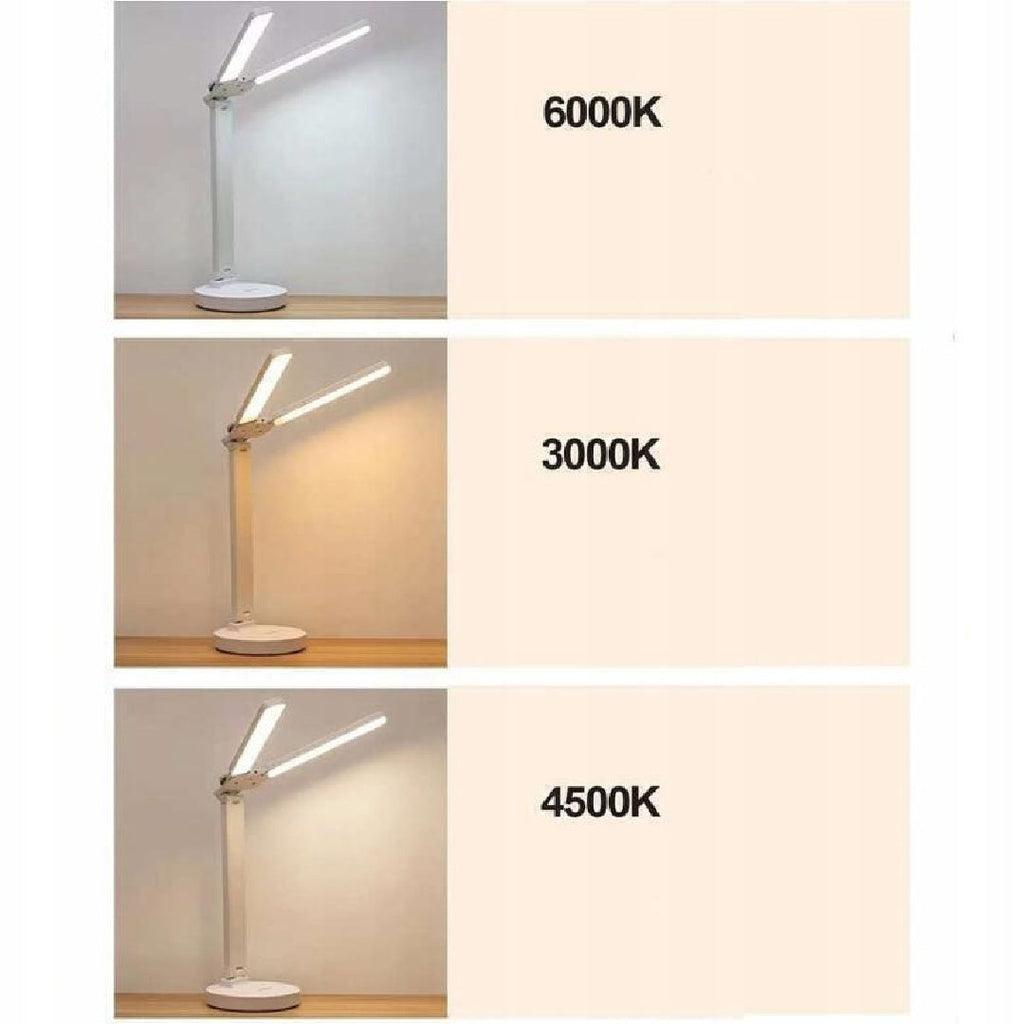 Double-Ended LED Desk Lamp – Foldable Table Lamp with Adjustable Brightness, USB Powered, Organizer Base