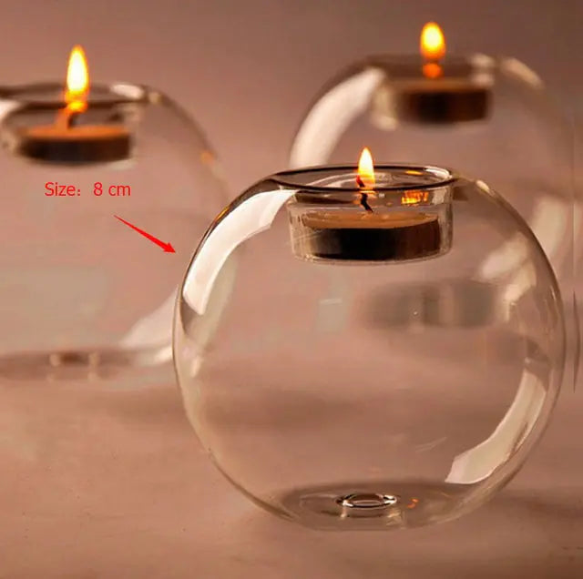 European Crystal Glass Candle Holder | Round Hollow Tealight Stand