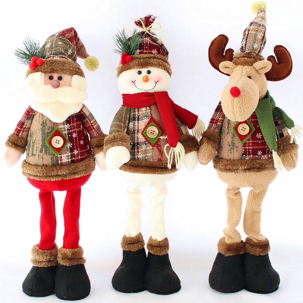 Holiday Plush Dolls – Santa, Snowman & Reindeer Soft Winter Décor for Home, Table & Mantel