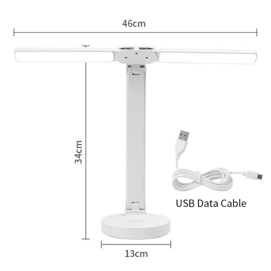 Double-Ended LED Desk Lamp – Foldable Table Lamp with Adjustable Brightness, USB Powered, Organizer Base