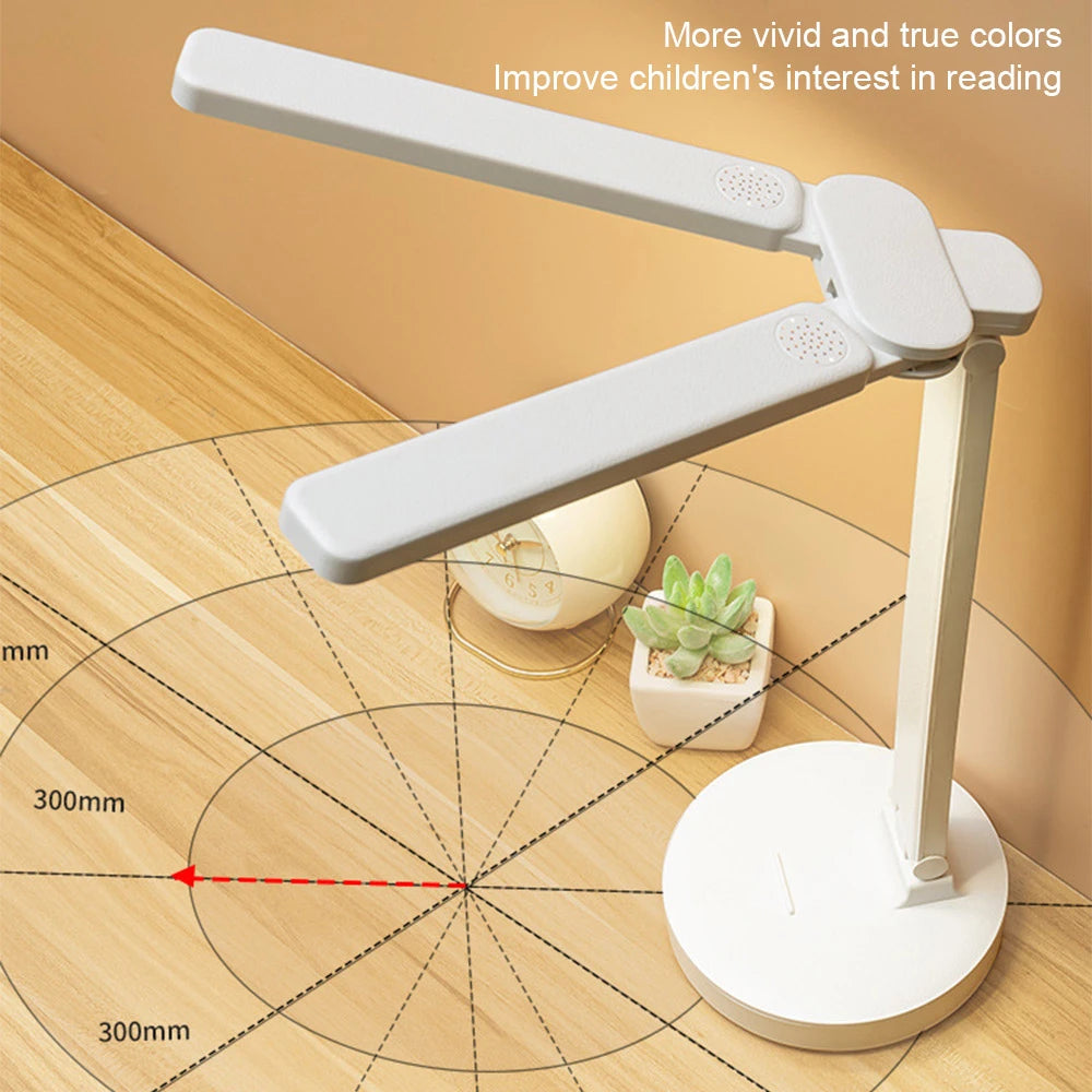 Double-Ended LED Desk Lamp – Foldable Table Lamp with Adjustable Brightness, USB Powered, Organizer Base