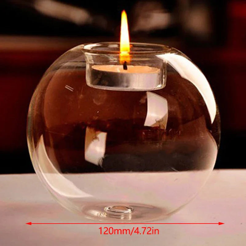European Crystal Glass Candle Holder | Round Hollow Tealight Stand