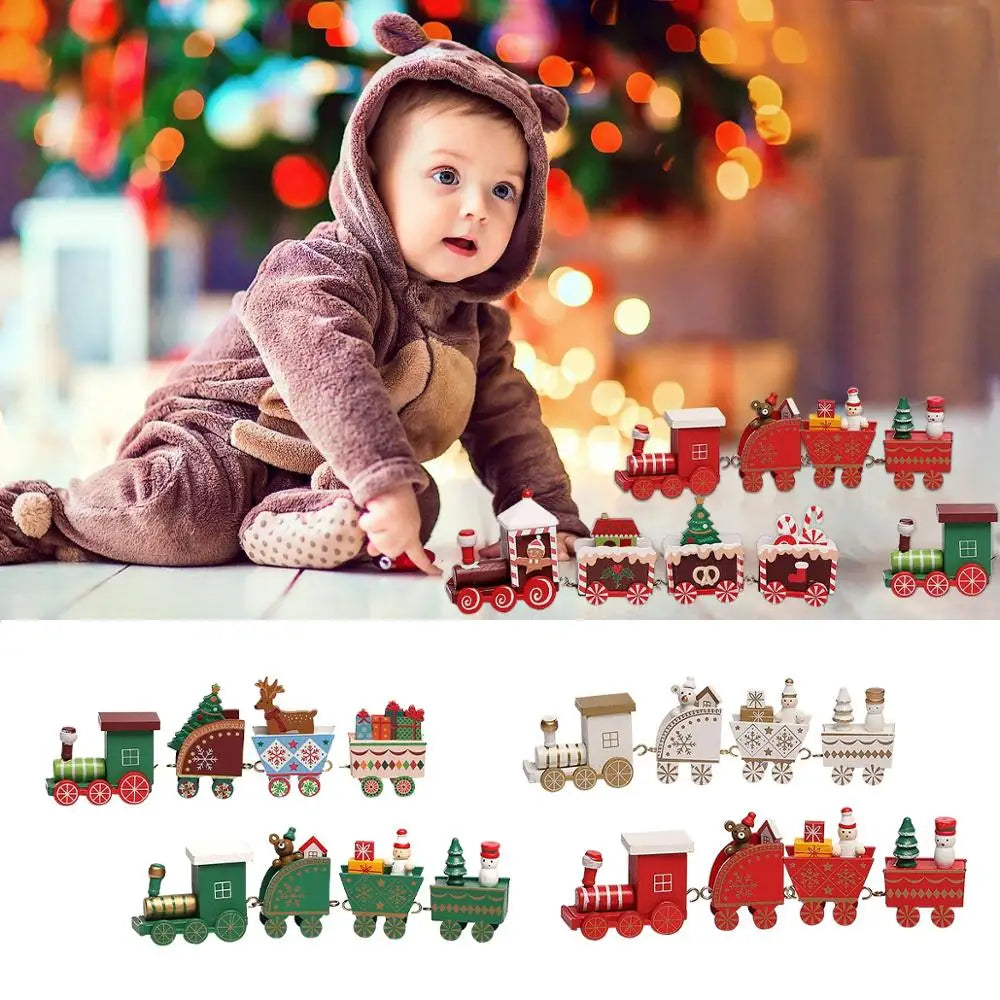 Christmas Train Decorations – Festive Wooden & Plastic Xmas Ornaments for Home & Tabletop