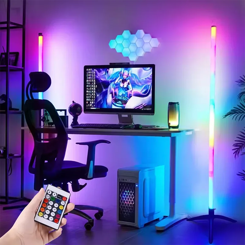 Smart RGB Corner Floor Lamp – App & Remote Control LED Mood Light for Gaming, Living Room & Bedroom