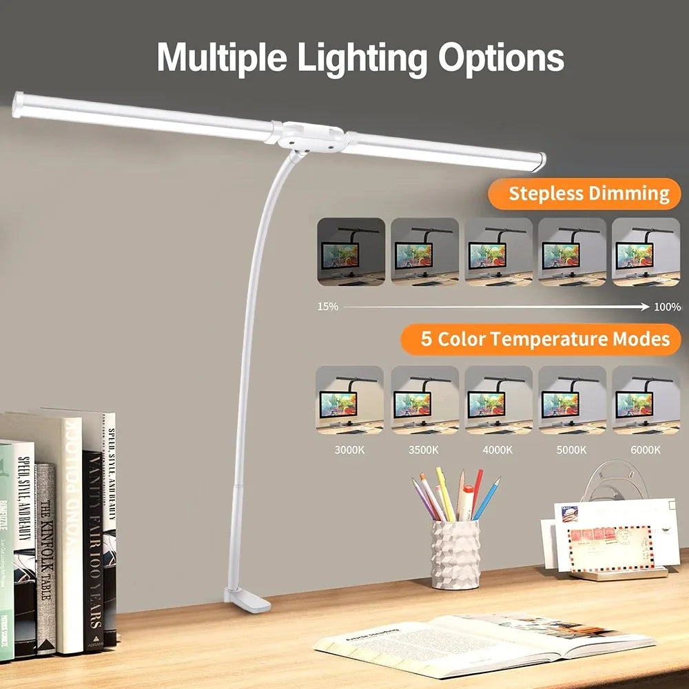 Adjustable LED Desk Lamp with Gooseneck – Eye-Caring, Steeples Dimmable Architect Light