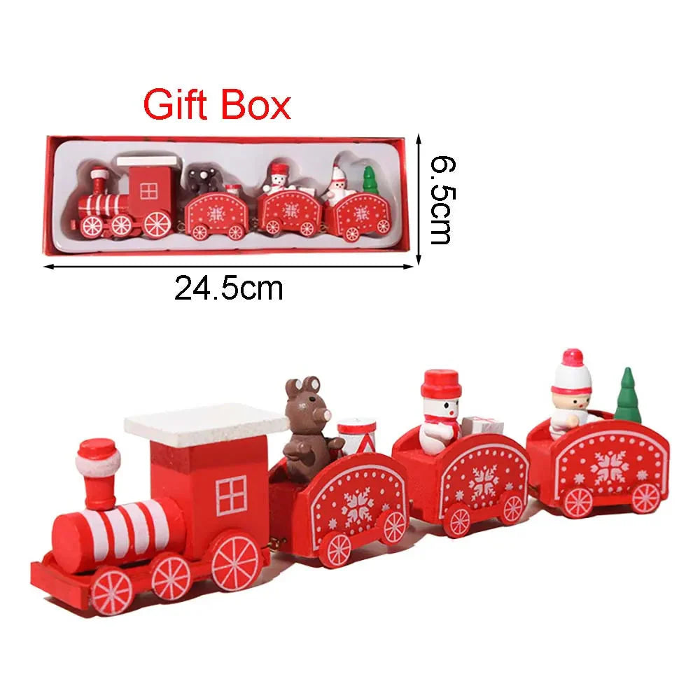 Christmas Wooden Train Decoration – Happy New Year 2026 Gift