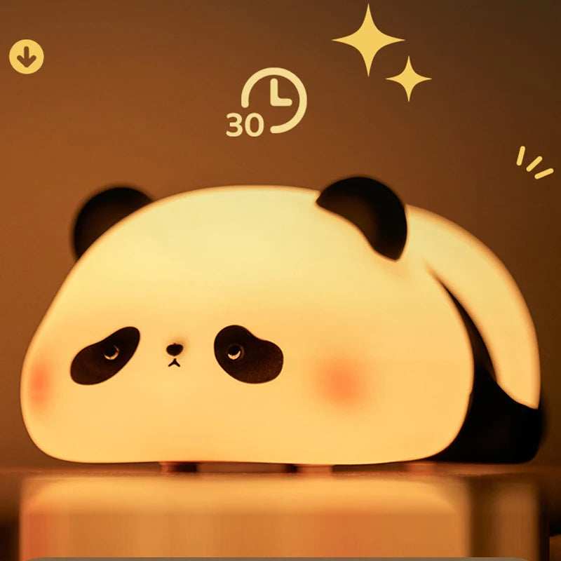 Panda LED Night Light – Touch Sensor Cartoon Kids Nightlight, Silicone Bedside Lamp, Holiday & Christmas Gift