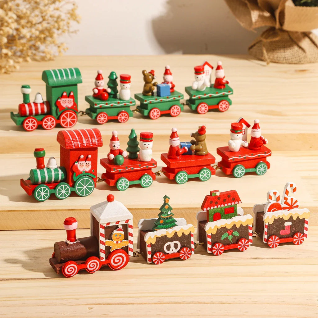 Christmas Train Decorations – Festive Wooden & Plastic Xmas Ornaments for Home & Tabletop