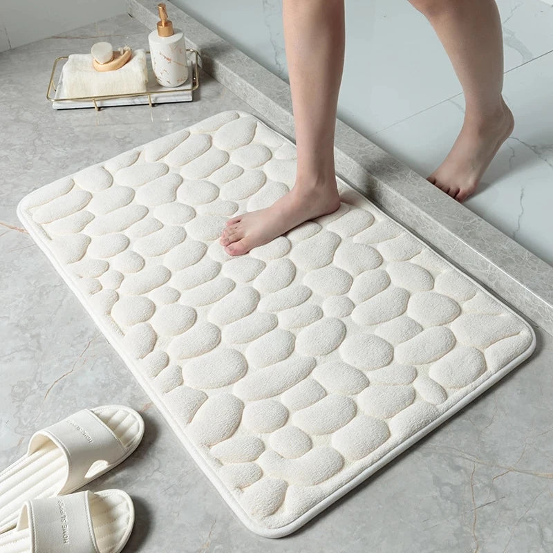 Pebble Texture Non-Slip Bath Mat | Soft Spa-Style Bathroom Rug