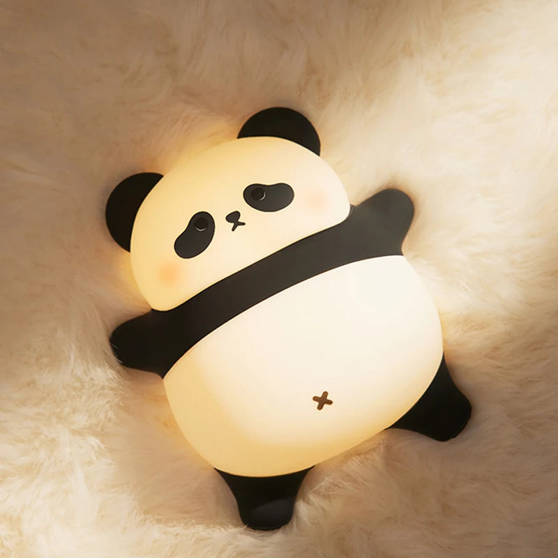 Panda LED Night Light – Touch Sensor Cartoon Kids Nightlight, Silicone Bedside Lamp, Holiday & Christmas Gift