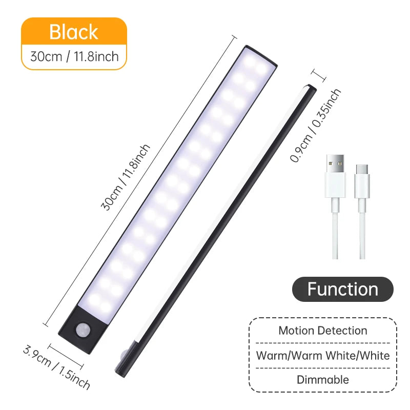LED Cabinet Light – Type C Rechargeable Motion Sensor Night Light for Kitchen, Wardrobe, and Cabinet