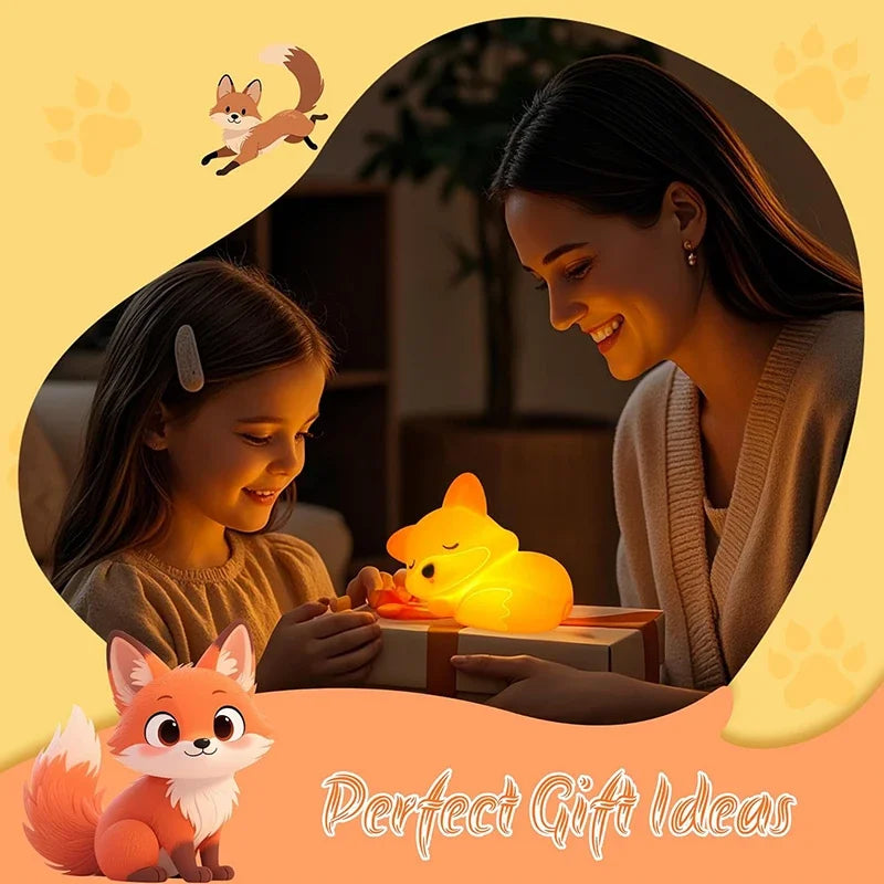 Fox Silicone Night Light | Dimmable, Timer, & Tap Control for Nursery, Bedroom & Gifts