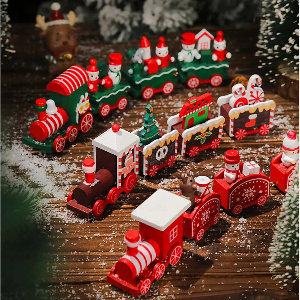 Christmas Wooden Train Decoration – Happy New Year 2026 Gift