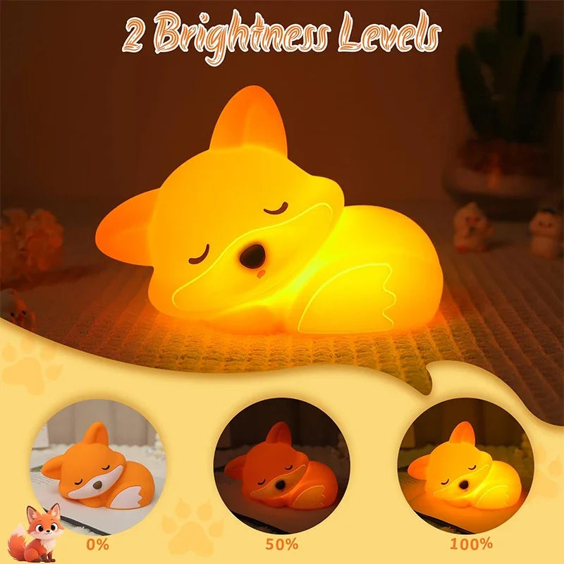 Fox Silicone Night Light | Dimmable, Timer, & Tap Control for Nursery, Bedroom & Gifts