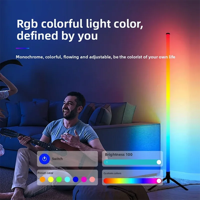 Smart RGB Corner Floor Lamp – App & Remote Control LED Mood Light for Gaming, Living Room & Bedroom
