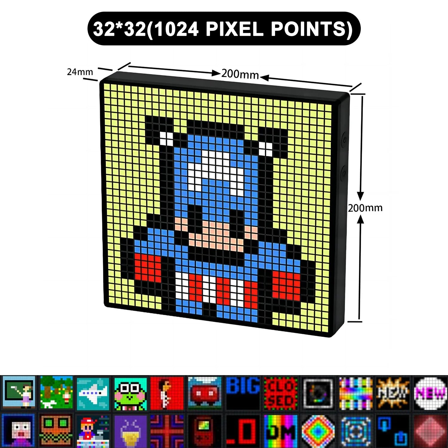 LED Pixel Matrix Bluetooth Smart Display (64×64 RGB) – App-Controlled Pixel Art Frame, Gaming & Anime Room Décor