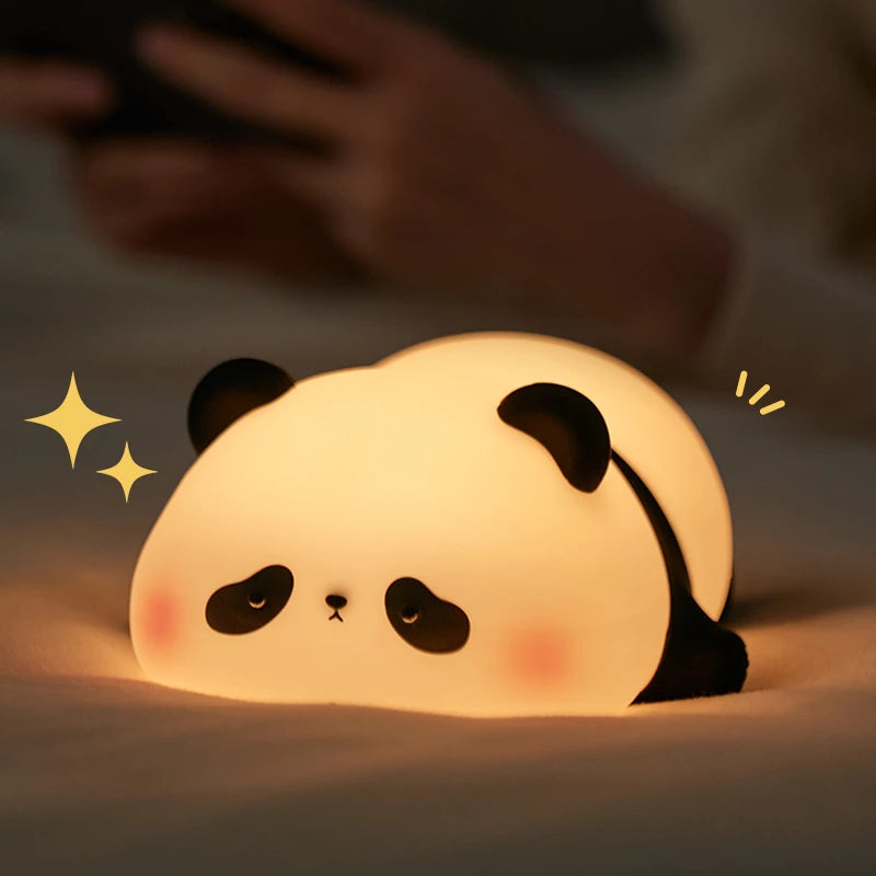 Panda LED Night Light – Touch Sensor Cartoon Kids Nightlight, Silicone Bedside Lamp, Holiday & Christmas Gift