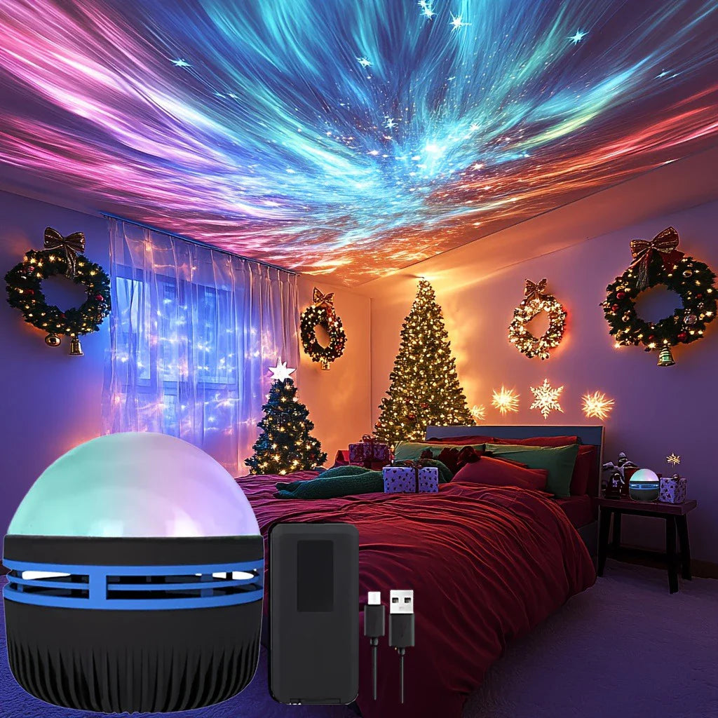 LED Northern Lights Projection Lamp – Aurora Borealis Effect, Remote Control, USB Powered, Color-Changing Night Light for Bedroom & Home Décor