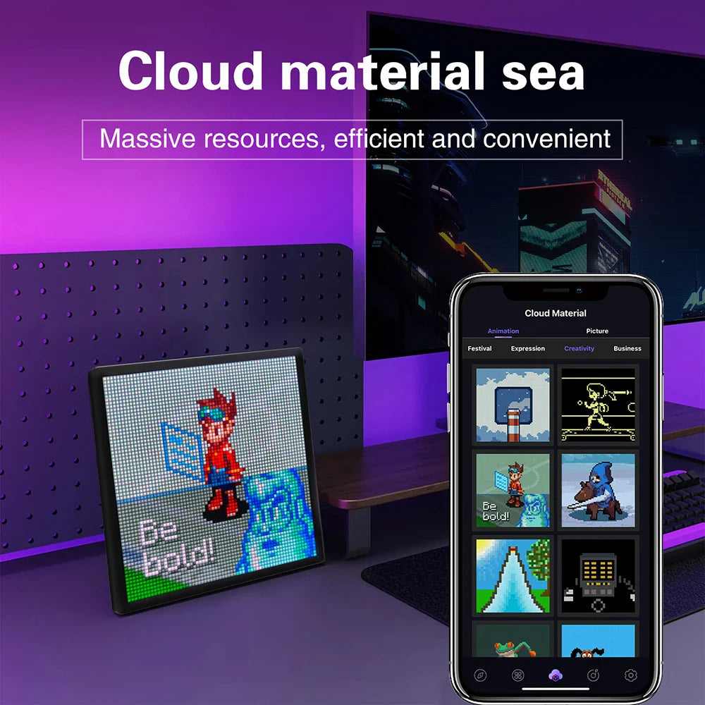 LED Pixel Matrix Bluetooth Smart Display (64×64 RGB) – App-Controlled Pixel Art Frame, Gaming & Anime Room Décor