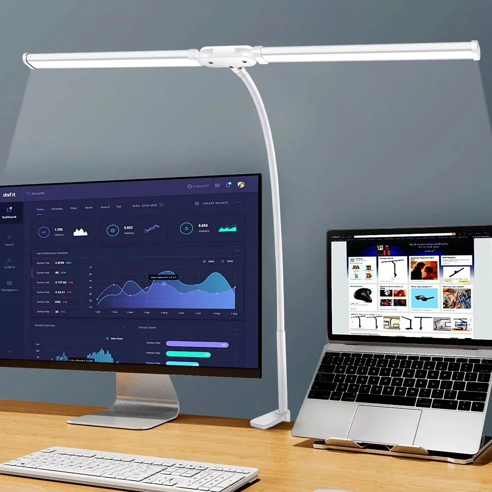 Adjustable LED Desk Lamp with Gooseneck – Eye-Caring, Steeples Dimmable Architect Light