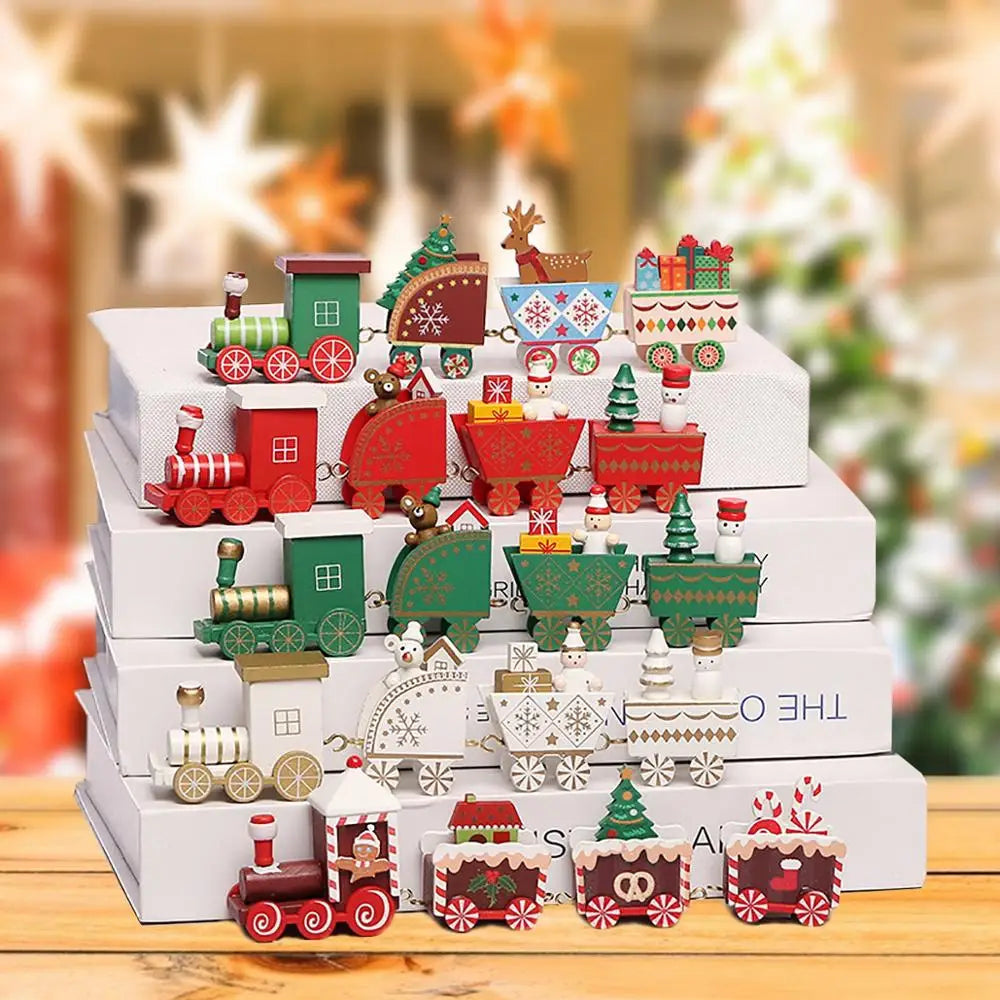 Christmas Train Decorations – Festive Wooden & Plastic Xmas Ornaments for Home & Tabletop