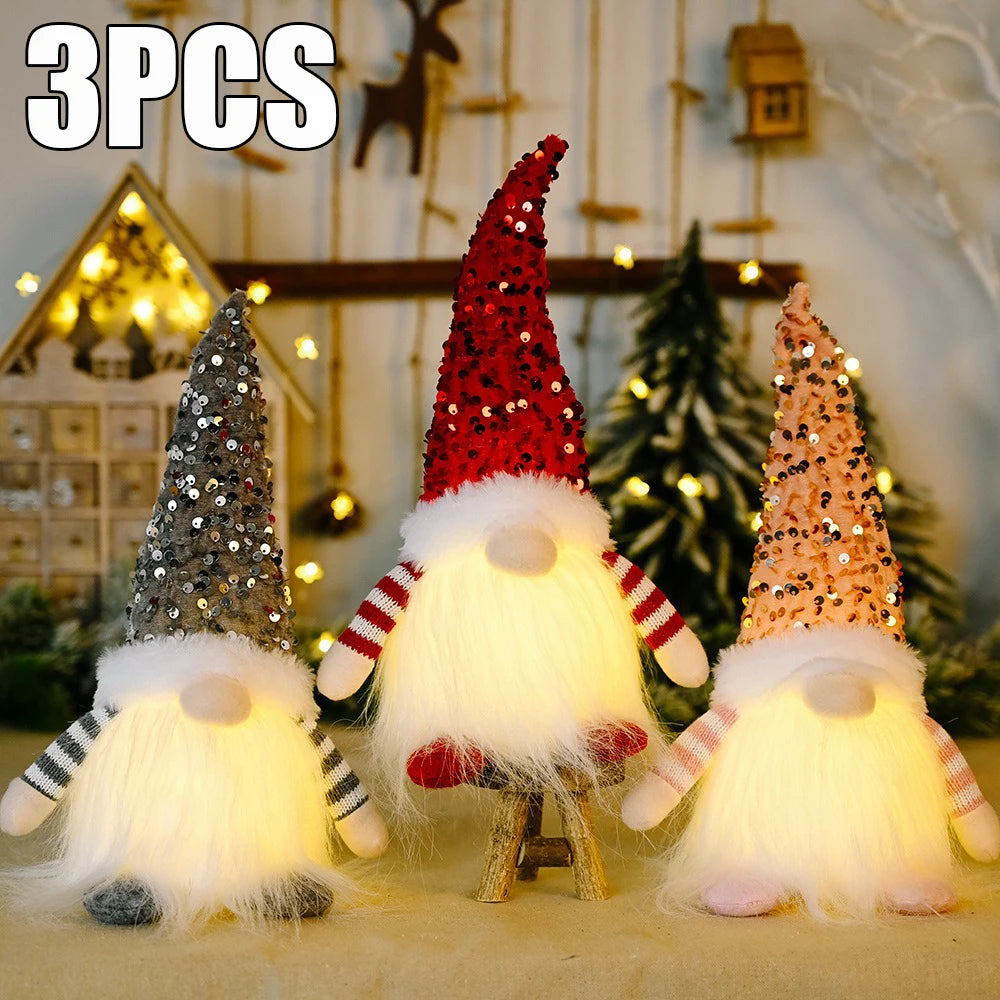 Sequin Light-Up Faceless Gnome