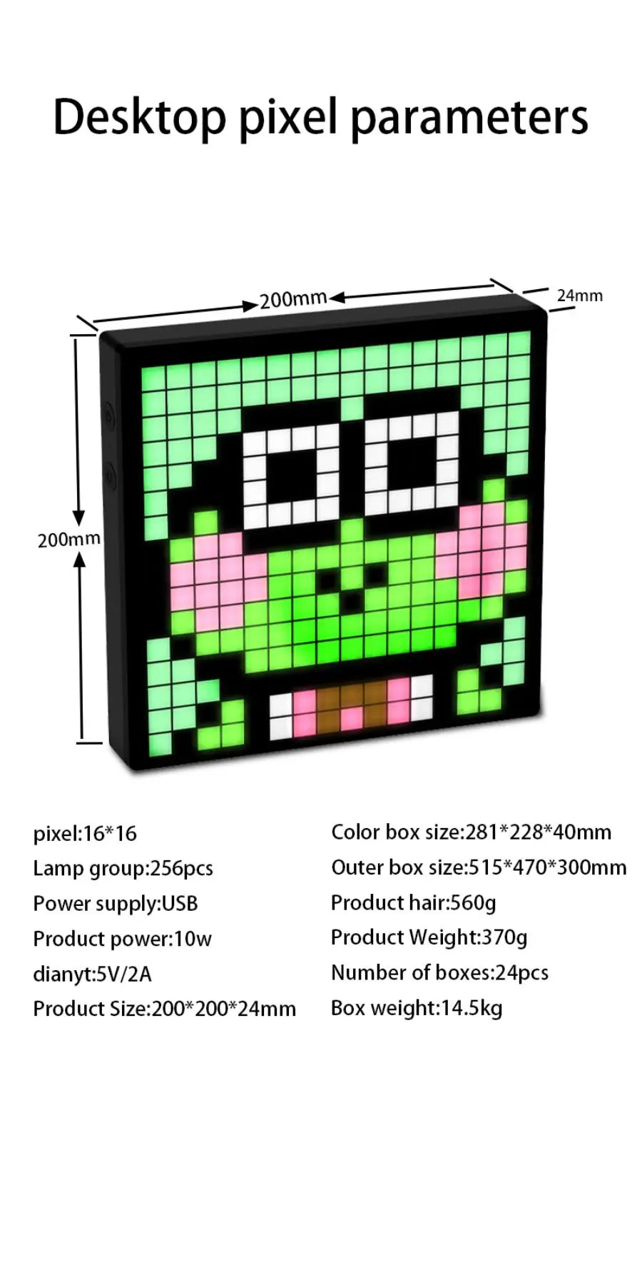 LED Pixel Matrix Bluetooth Smart Display (64×64 RGB) – App-Controlled Pixel Art Frame, Gaming & Anime Room Décor