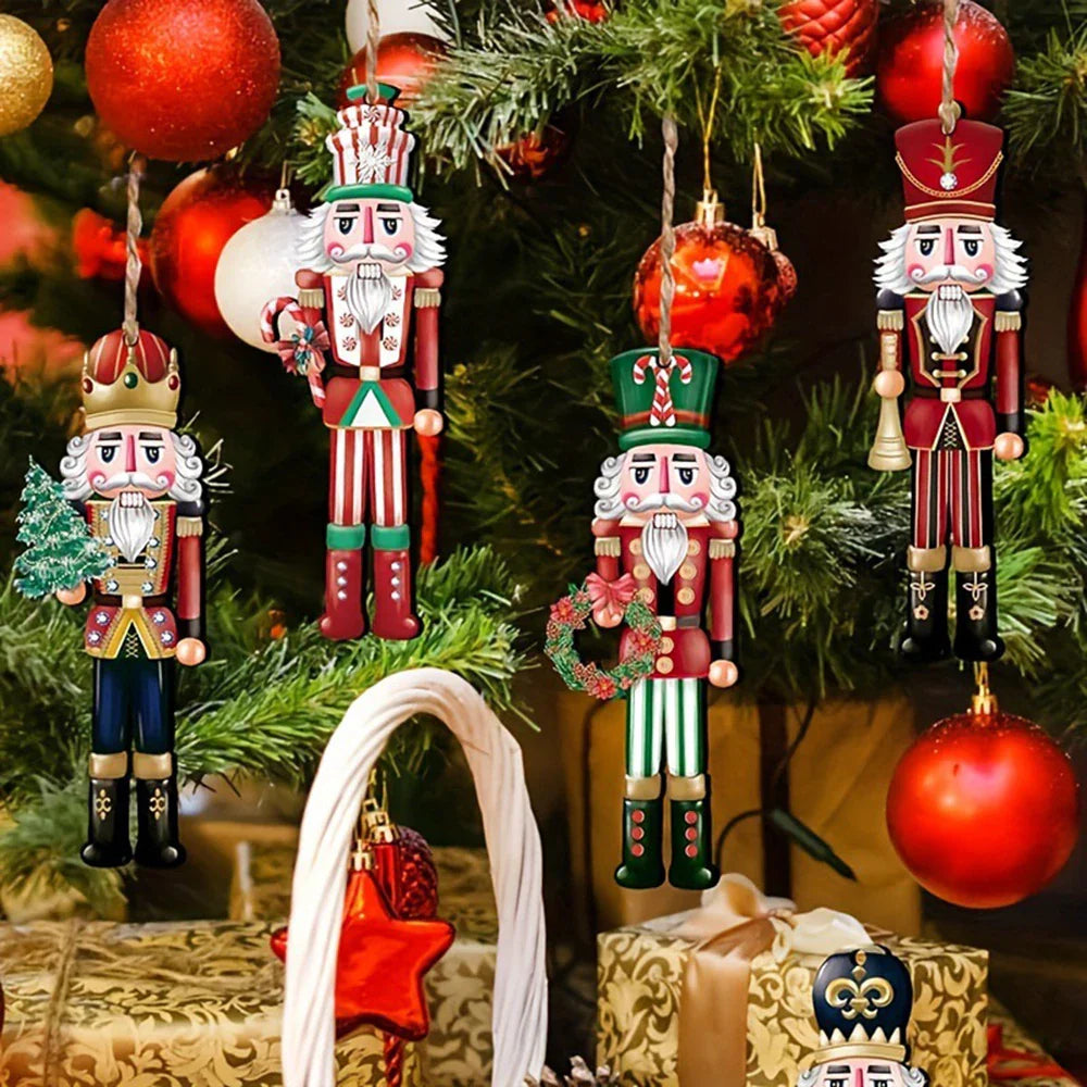 12PCS Wooden Nutcracker Decorative Set – Christmas Ornaments for Home Decor, Parties & Holiday Gifts