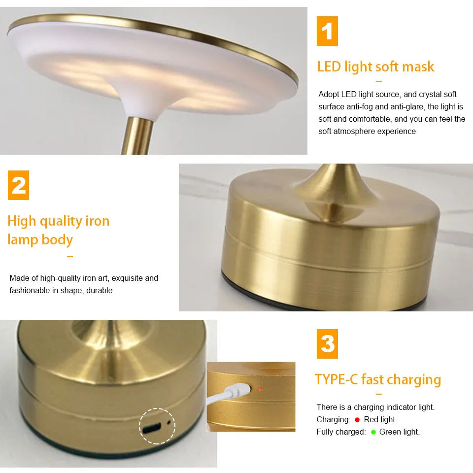 Touch Sensor LED Table Lamp – USB Rechargeable Portable Night Light for Bedroom & Living Spaces