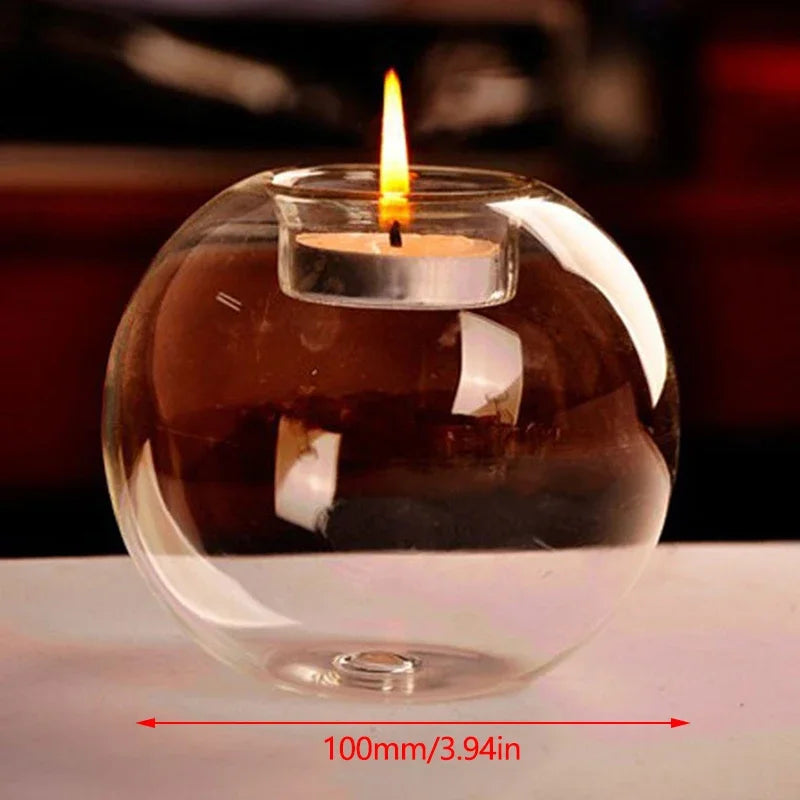 European Crystal Glass Candle Holder | Round Hollow Tealight Stand