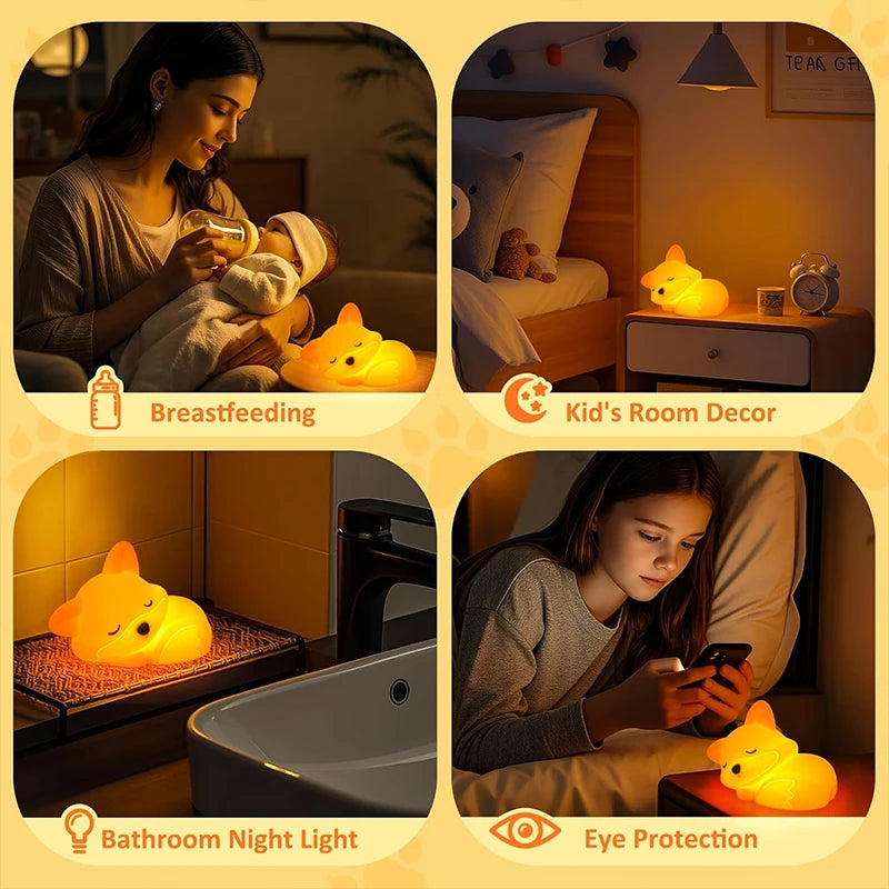 Fox Silicone Night Light | Dimmable, Timer, & Tap Control for Nursery, Bedroom & Gifts