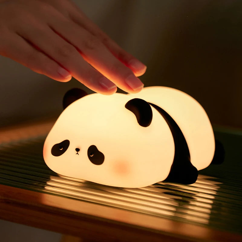 Panda LED Night Light – Touch Sensor Cartoon Kids Nightlight, Silicone Bedside Lamp, Holiday & Christmas Gift