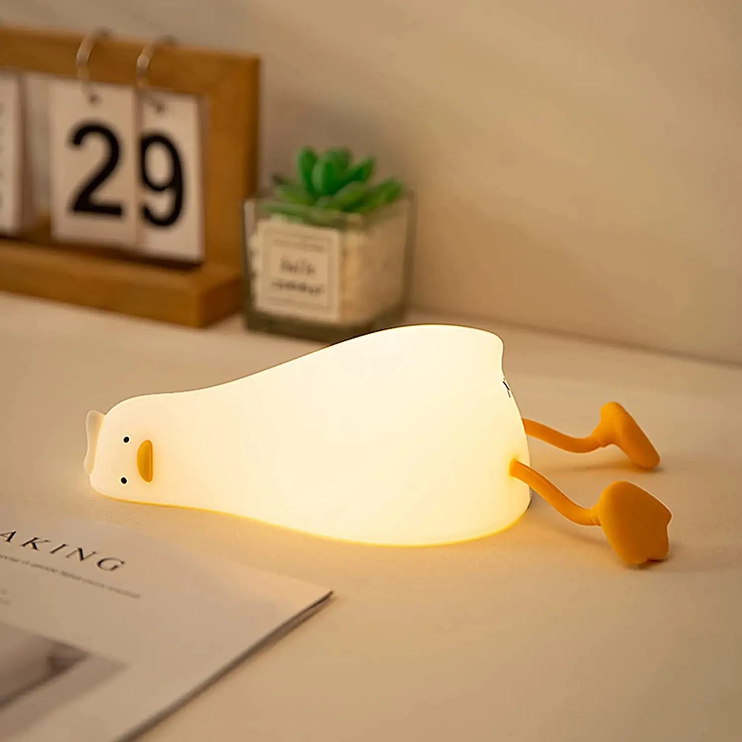 Duck LED Night Light | USB Rechargeable Silicone Lamp with Timer & Touch Sensor