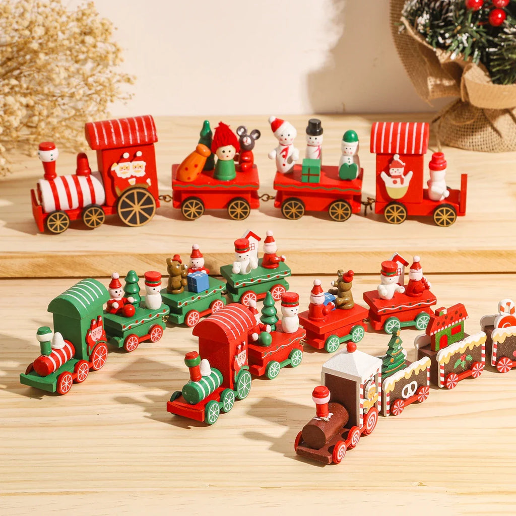 Christmas Train Decorations – Festive Wooden & Plastic Xmas Ornaments for Home & Tabletop