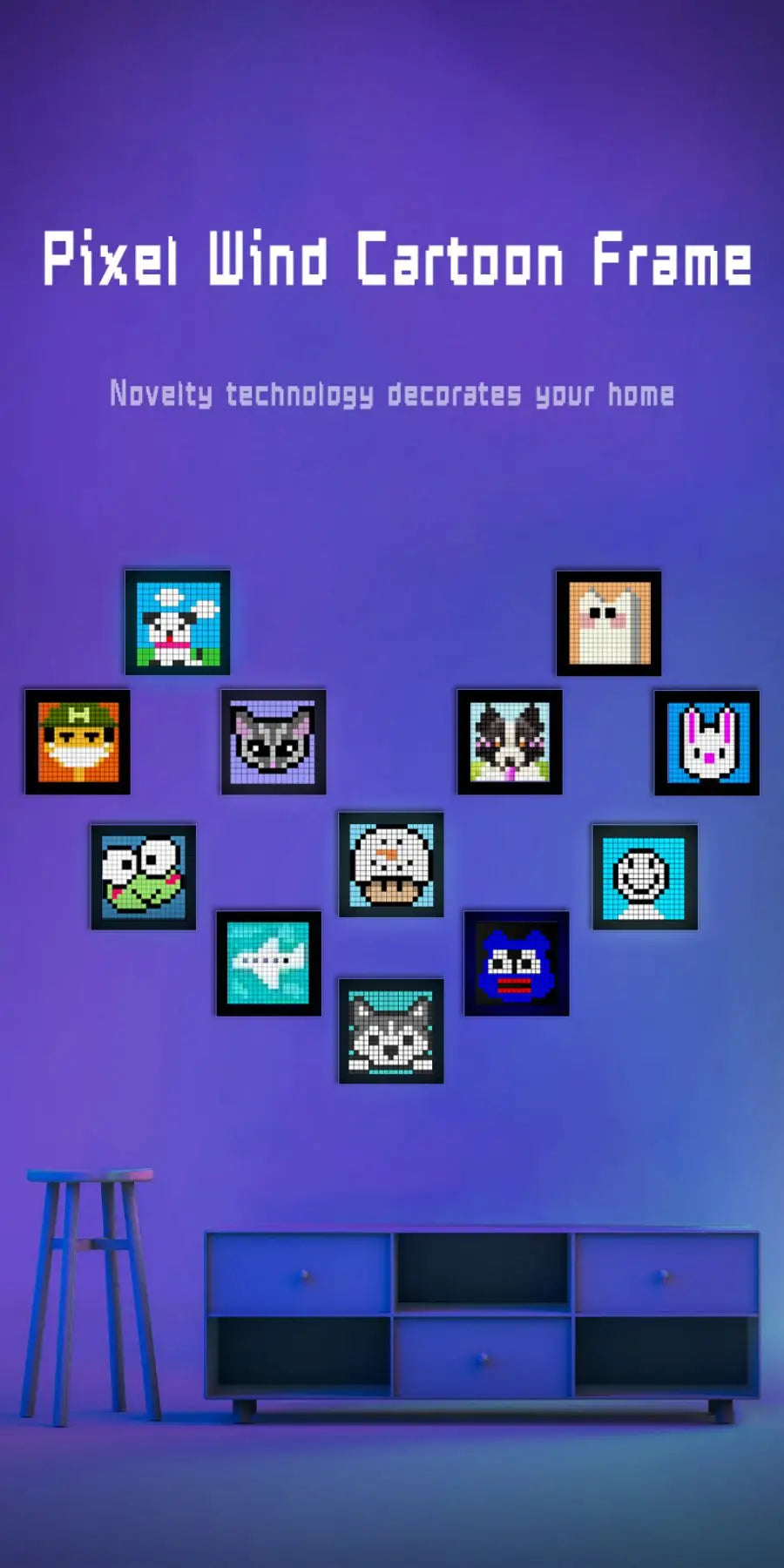 LED Pixel Matrix Bluetooth Smart Display (64×64 RGB) – App-Controlled Pixel Art Frame, Gaming & Anime Room Décor