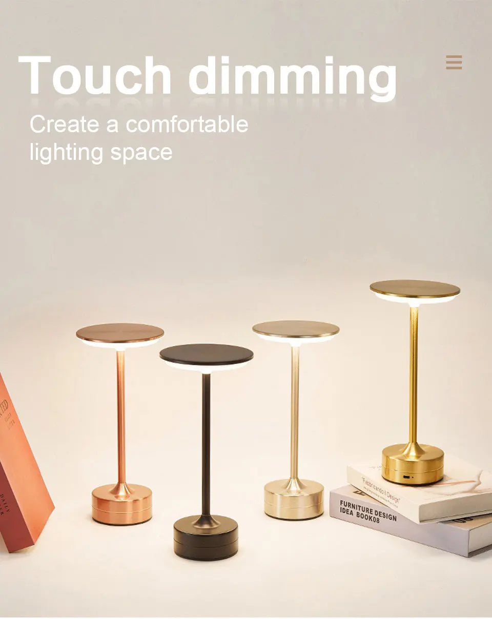 Touch Sensor LED Table Lamp – USB Rechargeable Portable Night Light for Bedroom & Living Spaces