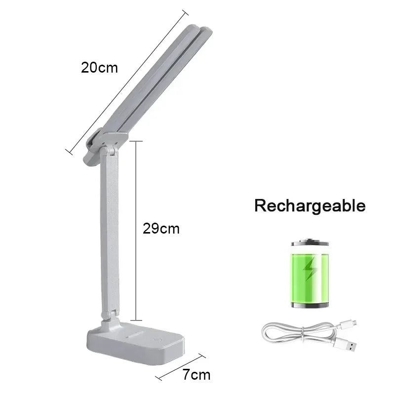 Double-Ended LED Desk Lamp – Foldable Table Lamp with Adjustable Brightness, USB Powered, Organizer Base