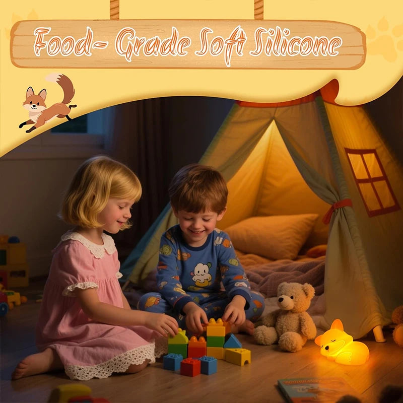 Fox Silicone Night Light | Dimmable, Timer, & Tap Control for Nursery, Bedroom & Gifts