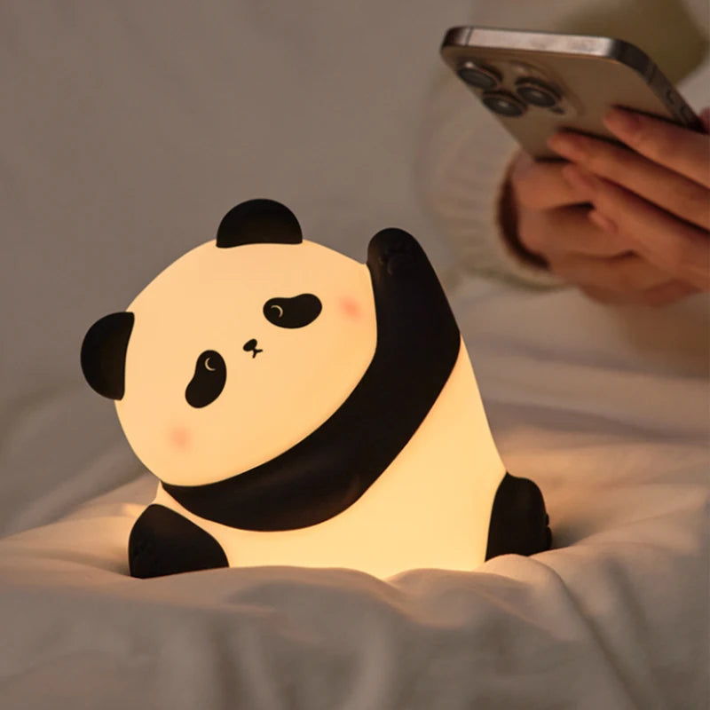 Panda LED Night Light – Touch Sensor Cartoon Kids Nightlight, Silicone Bedside Lamp, Holiday & Christmas Gift