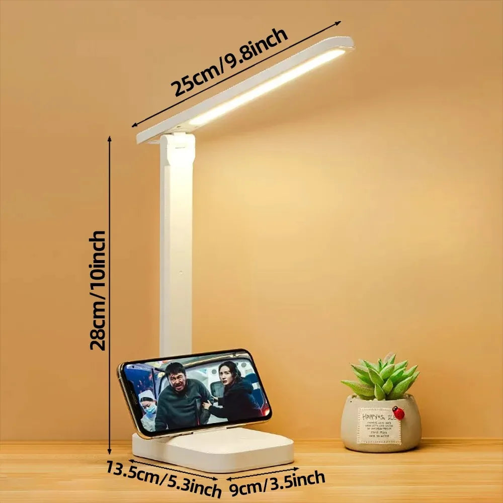 Double-Ended LED Desk Lamp – Foldable Table Lamp with Adjustable Brightness, USB Powered, Organizer Base