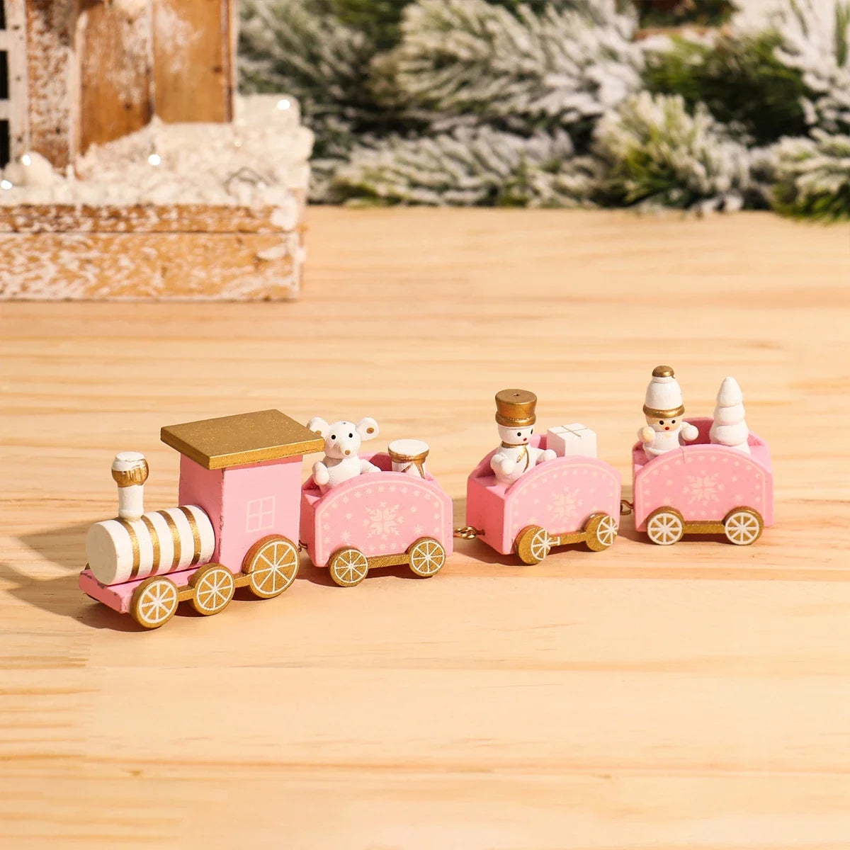 Christmas Train Decorations – Festive Wooden & Plastic Xmas Ornaments for Home & Tabletop