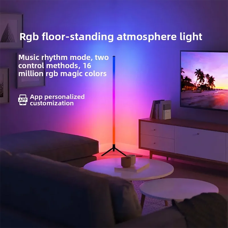 Smart RGB Corner Floor Lamp – App & Remote Control LED Mood Light for Gaming, Living Room & Bedroom