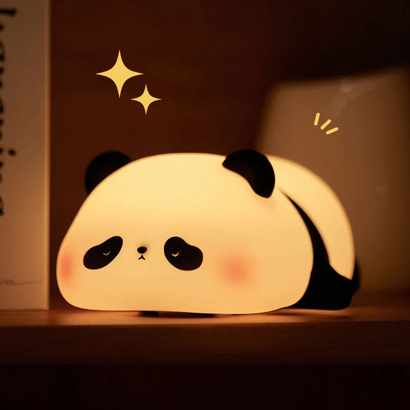 Panda LED Night Light – Touch Sensor Cartoon Kids Nightlight, Silicone Bedside Lamp, Holiday & Christmas Gift