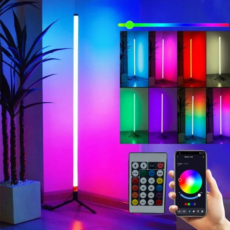 Smart RGB Corner Floor Lamp – App & Remote Control LED Mood Light for Gaming, Living Room & Bedroom