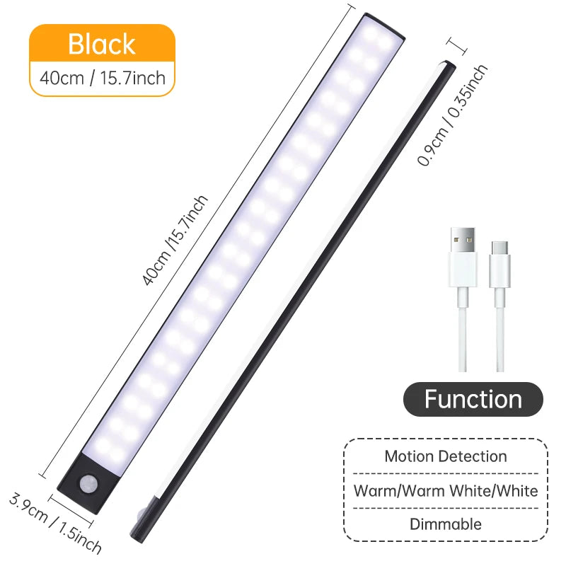 LED Cabinet Light – Type C Rechargeable Motion Sensor Night Light for Kitchen, Wardrobe, and Cabinet