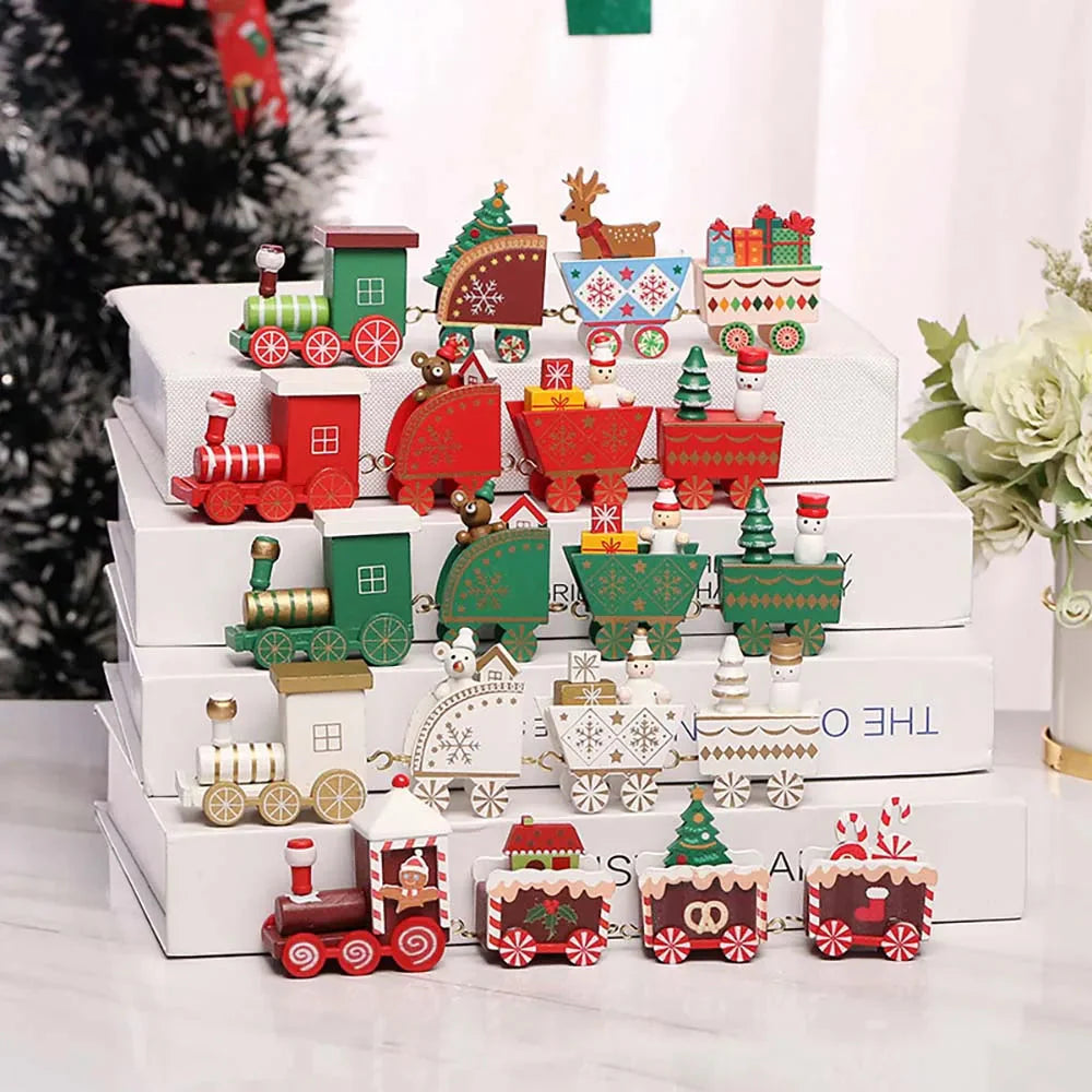 Christmas Wooden Train Decoration – Happy New Year 2026 Gift