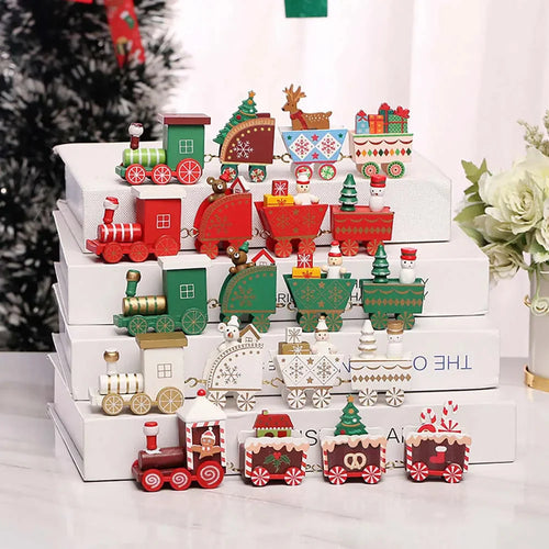 Christmas Wooden Train Decoration – Happy New Year 2026 Gift